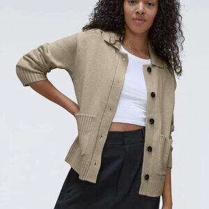 Everlane Beige The Cotton Chore Sweater Jacket